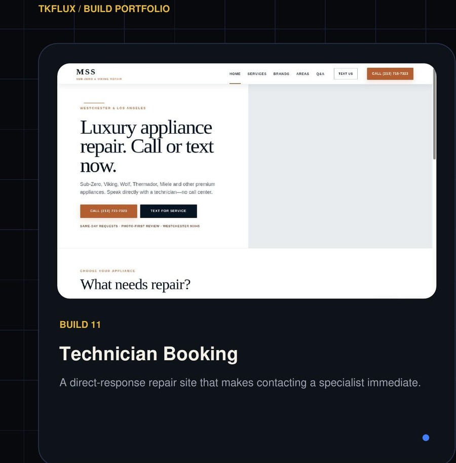 Technician booking site